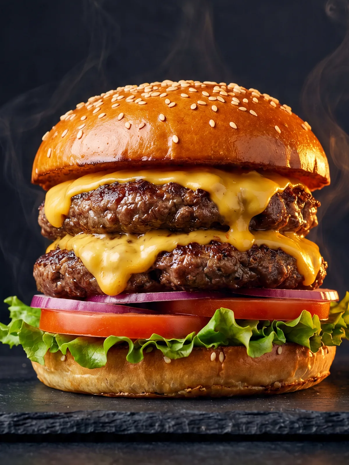 A Midtown Grill burger stacked fresh by hand
